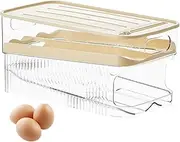 Fridge Egg Dispenser - Slide Egg Storage, Egg Tray Organizer | Fridge Roll Down Stackable with Lid, 2 Tier Egg Container Storage Basket, Auto Rolling Egg Organizer for Kitchen Refrigerator