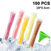 100 Pack Popsicle Bags - Disposable DIY Ice Pop Mold Bags with Silicone Funnel 28x5.5cm