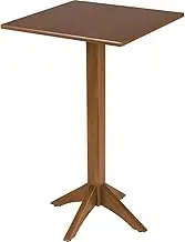 Tramontina London Bistro Pedestal with Tauari Wood Top Square Table, 60 cm Base, Almond