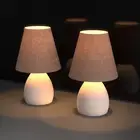 2X Modern Table Lamp Bedside Desk Light Concrete & Fabric Grey with LED Bulb