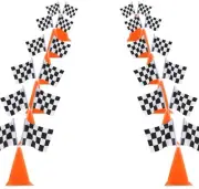 6 Pack 7inch Orange Race 7in Orange Cones with Holes+Checkered Flags(18PCS)