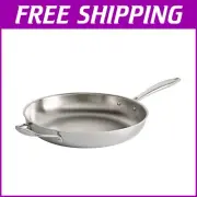 Professional-Grade Tri-Ply Clad Skillet with Helper Handle - Oven Safe to 500°F