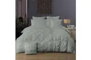 Diamond Pintuck King Size Quilt/Doona/Duvet Cover Set - Grey