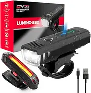 Bike Lights - USB Rechargeable Ultra Bright Front & Back Bike Light Sets - 4 Light Modes with Daylight Sensor - Easy to Fit and Mount LED Bicycle Lights