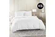 King Single Size White Color 1000TC 100% Cotton Quilt Doona Duvet Cover Pillowcase Set