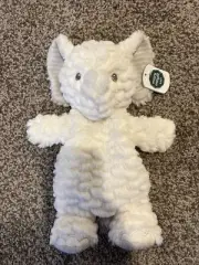 NWT Mary Meyer White Gray Elephant Flat Plush Lovey Floppy Beans Stuffed Animal