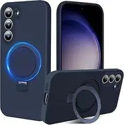 [RUNGOS] for Samsung S23 Case Magsafe, with Stand & Ring Holder [Natural Liquid Silicone] [Strong Magnetic] [Military-Grade Shockproof] Soft Microfiber Lining Cover for Samsung Galaxy S23 Case 6.1''