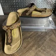 Birkenstock Papillio Gizeh Leather Regular Fit Sandal Metallic Copper Size 7