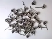 Vtg 50 SILVER METAL BALL DANGLE RING POST EARRINGS PIERCED #013019k