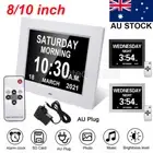 8/10in LED Dementia Digital Calendar Clock Alarm Extra Large Day/Week/Month/Year