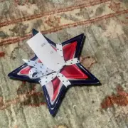 Terramoto Ceramic Nesting Bowls Very Small 2 Patriotic Colors With Stars HTF