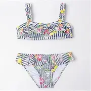 [LANREN] Children Girls Bikini Set Two-Pieces Swimming Suit Summer Kids Girl Swimwear Swimsuit Bandage Bathing Suit (Color : P, Size : 9 10 Years)