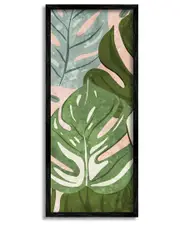 Varied Monstera Leaf Pattern Framed Giclee Wall Art by Ziwei Li 10 x 24 NoColor