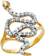 [JewelryWeb] 14k Yellow Gold CZ Simulated Diamond Fancy Snake Ring Size 7 Band Style-Ring for Women
