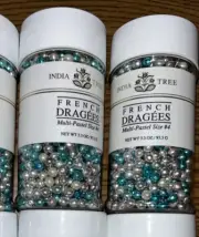 2 India Tree French Dragees - Silver Pearls Size #4 - 3.3oz