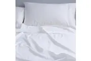 Canningvale Carrara Fitted Sheet Set Alessia Bamboo Cotton White