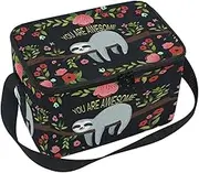 Naanle Insulated Canvas Zipper Lunch Bag Cooler Tote Bag for Adult Teens, Long Strap Lunch Boxes Lunchboxes Meal Prep Handbag for Outdoors School Office 10"(L) x 7"(W) x 6"(H) Multi 6