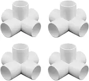 ANPTGHT 1-1/2“ Tee PVC Fitting 5 Way Elbow Connector, Furniture Grade 90 Degree Elbow Side Outlet, PVC Corner Fittings for Building Furniture Greenhouse Shed Pipe Fittings Tent Connection (Pack of 4)