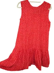Cooper St Women's Size M Red Polka Dot Ruffled Hem Dress