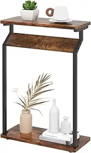 CATZONS Narrow Side Table,Small Industrial End Table Slim Tables for Couch,Magazine Accent Nightstand for Living Room, Bedroom