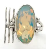 12CT Fire Opalite 925 Solid Sterling Silver Ring Jewelry Sz 7.5 @B1-1