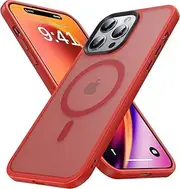 Phone Case (Compatible with Magsafe Devices) Wireless Charging, Scratch Resistant & Back Grippy Protective Frame Clear Shockproof Cover (Red, iPhone 11 pro)