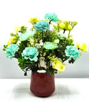 Shades of Green Flower Piece in Ceramic Pot with Adorable White Barn Owl