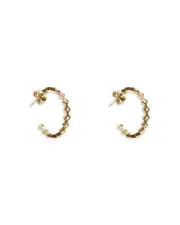 Argento Vivo Princess Cut Cubic Zirconia C Hoop Earrings in 18K Gold Plated Sterling Silver