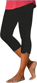 [Generic] Womens Capris for Summer Dressy Cropped High Waist Yoga Pants Comfy Stretchy Leggings Workout Compression Pants, Black-a, Small