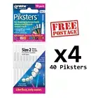 40 Pack | Piksters Interdental Brushes Size 2 (WHITE) | 4 x 10 Pack