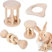 Rabbit Toys, Wooden Safe Bunny Chew Toys, Bite-Resistant Teeth Care Natural Pet Supplies, Sturdy Chewing Accessories for Small Animals, Chinchilla, Hamsters, Cage, Enclosure