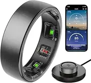 findtime Smart Ring Heart Rate Monitor Sleep Tracker Blood Oxygen Monitor Fitness Tracker Step Counter Calories Gesture Control Waterproof Health Smart Rings for Men Women Wireless Charging