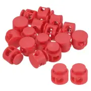 16Pcs 0.6" Dia Cord Locks Double Hole Cord Fastener Red