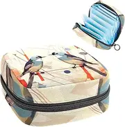 Period Bag,Sanitary Napkin Storage Bag,Bird and Geometry,Tampon Holder for Purse