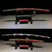 Japanese Katana Purple Blade 1095 Carbon Steel Handmade Samurai Sword Full Tang.