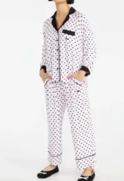 NEW PETER ALEXANDER POLKA DOT PINK BLACK PJ SHIRT TOP XL + PANTS L RRP$149.90