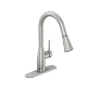 *NEW* Cartway 1-Handle Pull-Down Sprayer Kitchen Faucet, Brushed Nickel (D001B)
