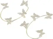 [LIFKOME] Butterfly Ear Clip Earhook Women Jewelry Clip Earrings for Women Ear Crawler Ornament Earrings for Women Piercing Earrings Ear Claw Earring Butterflies Ear Hook Golden Alloy