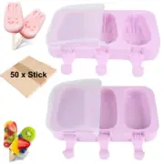 Silicone Rabbit Ice Cream Mold Popsicle Cartoon Ice Pop Maker DIY Accessories