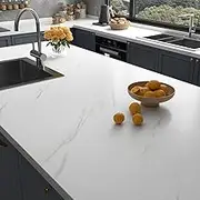 Stickyart 36"x160" White Marle Wallpaper Peel and Stick Marble Contact Paper Waterproof Marble Countertops Wallpaper Self Adhesive Removable Marble Countertop Contact Paper for Kitchen Bathroom