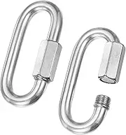 uxcell 2-Pack Quick Chain Link Connector, M12 1/2" 316 Stainless Steel D-Shape Locking Repair Chain Links for Swing/Camping/Hiking/Backpack, Twist Key Ring Screw Chain Link [Silver]