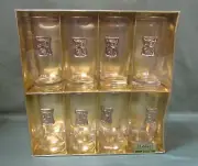 Libbey Glass UNICORN Crown Collection Vintage Gold Medallion Tumblers Set of 8