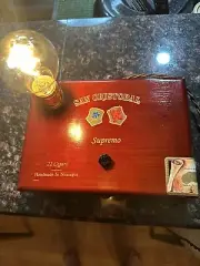 Handcrafted Wooden Cigar Cigars Box Lamp Vintage Look Edison Bulb