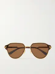 [BOTTEGA VENETA EYEWEAR] BOTTEGA VENETA EYEWEAR - Glaze Round-frame Gold-tone Sunglasses - One size One size Gold