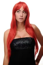 Ladies' Wig Red Fire Red Very Long Fringe Parted Smooth 70cm 3111-137