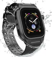 Apple Watch Series 7 45mm Band, Waterproof Case for Apple Watch with Build-in Screen Protector, Full-Body Protection Shockproof Dustproof iWatch Series 7 45mm Cover and Band for Men & Women
