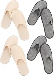 NOLITOY Non-slip Hotel Slippers 4 Pairs Portable Slippers for Home Travel Beauty Salon