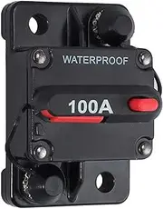 100 Amp Car Circuit Breaker 12V-24V DC Waterproof Car Audio Inline Circuit Breaker with Manual Reset Fuse Holder Inverter for Motor Car Marine Boat-100A (1 Pack)