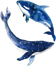 Yardenfun Whale Wall Decal Boys and Girls-Friendly Easy Peel and Stick Sticker for Bedroom Nursery Decorative Animal Wall Art No Fading