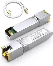 10GBase-T SFP+ to RJ45 Transceiver,10G SFP+ Module,10Gb Ethernet Adapter for Cisco, Ubiquiti, Mikrotik, Fortinet, Netgear, D-Link, Supermicro, TP-Link(with a 1m/3FT cat8 Cable)